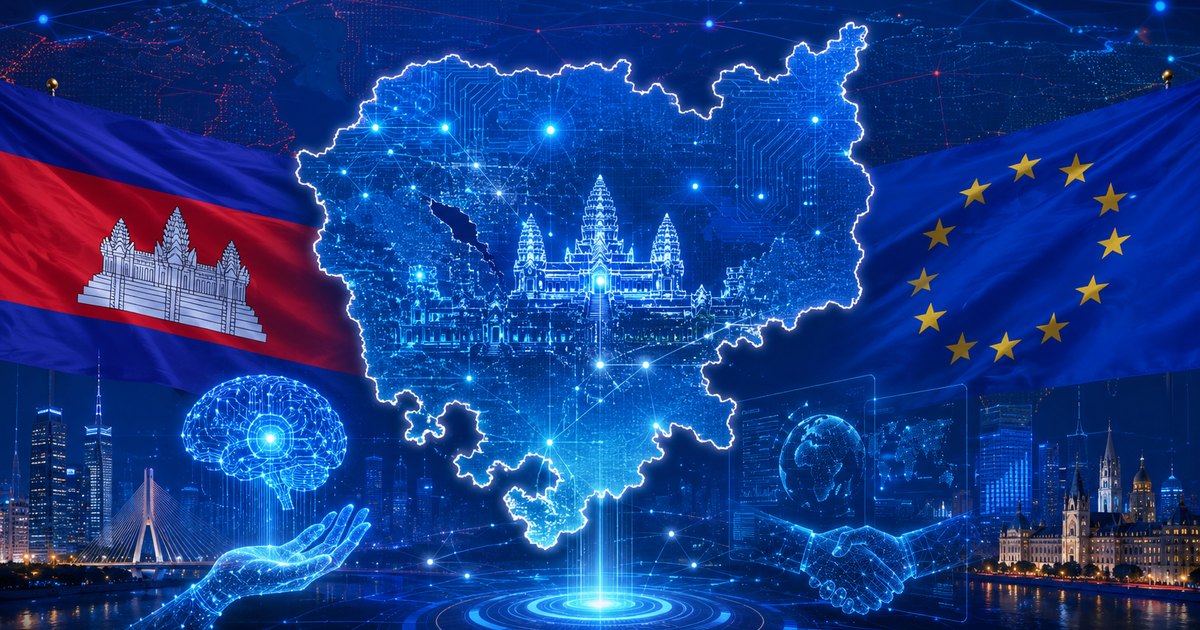 Mappa digitale della Cambogia con riferimenti alla cooperazione tecnologica tra Cambogia e Unione europea nel campo dell’intelligenza artificiale