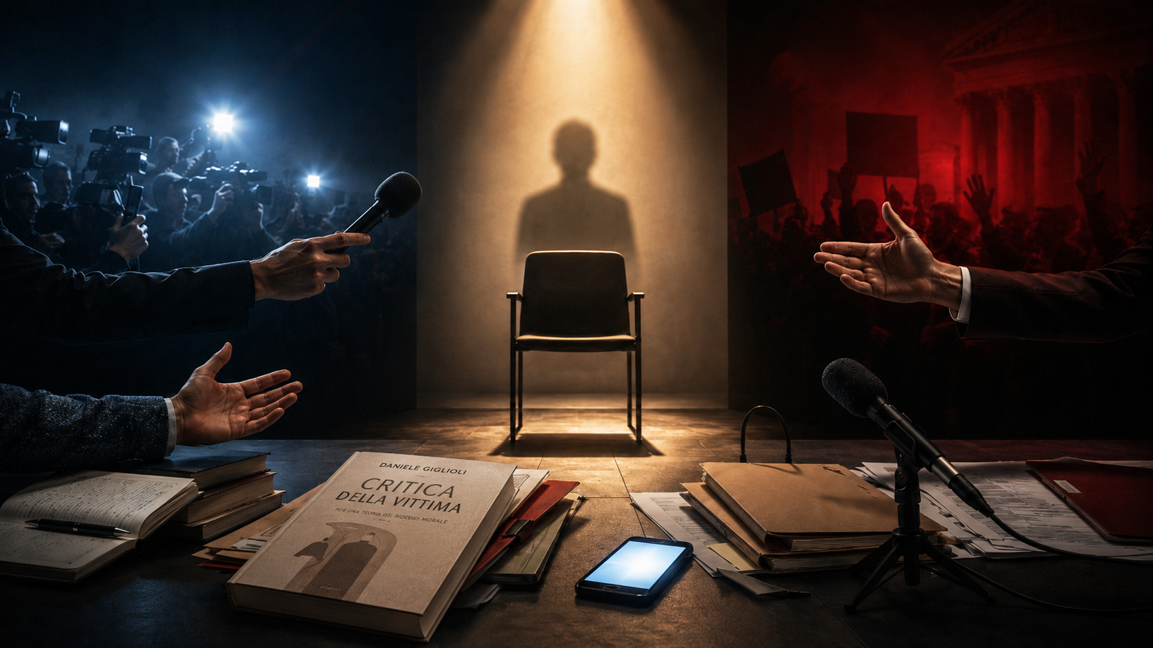 Hero editoriale sul paradigma vittimario, tra pressione mediatica, conflitto politico e competizione identitaria