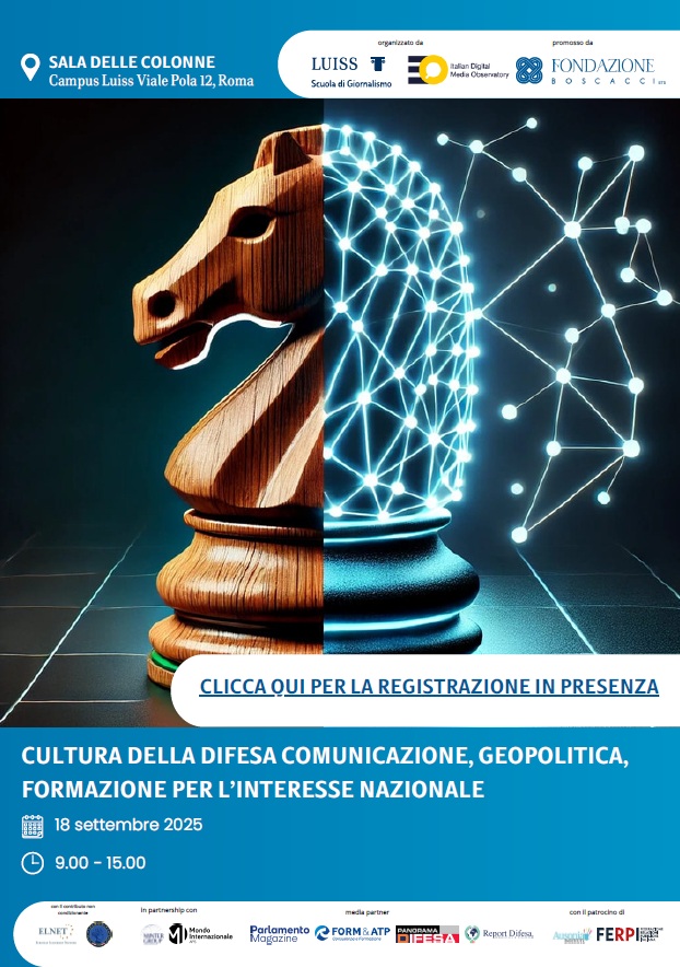 Locandina dell'evento Cultura della Difesa: Comunicazione, Geopolitica, Formazione per l’Interesse Nazionale