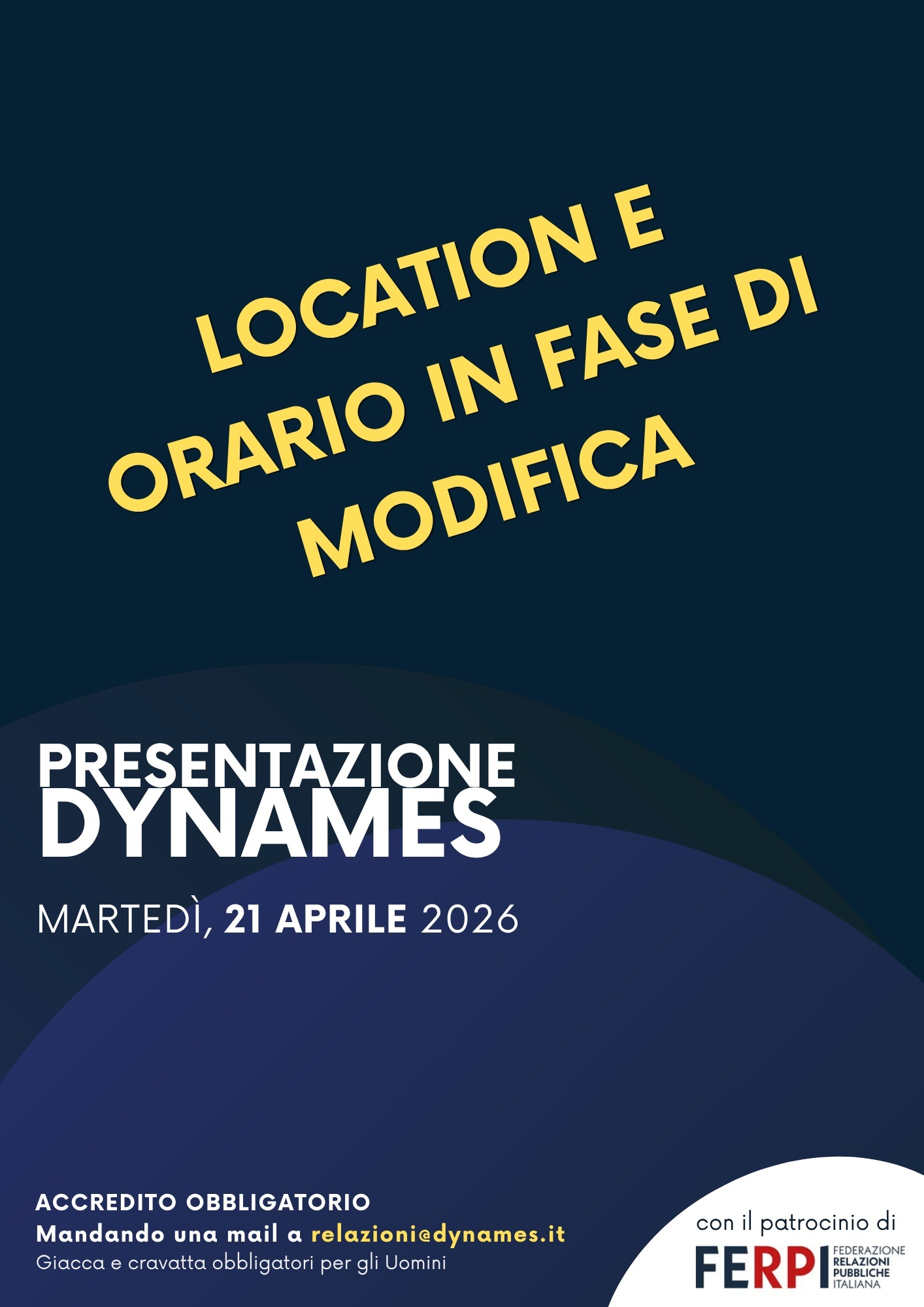 Locandina del prossimo evento DYNAMES