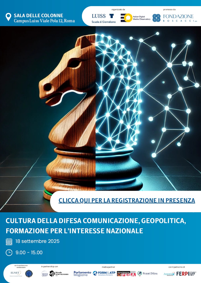 Locandina dell'evento Cultura della Difesa: Comunicazione, Geopolitica, Formazione per l’Interesse Nazionale